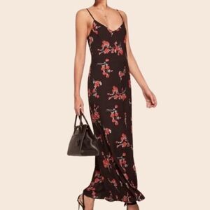 Reformation Black and Red Floral Maxi Dress Size 12